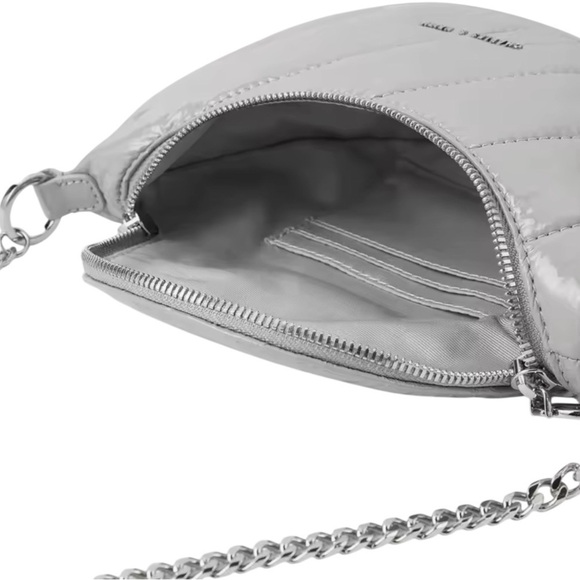 Nwot Charles & Keith Silver & light gray Crossbody Bag chain & leather straps - Picture 6 of 16